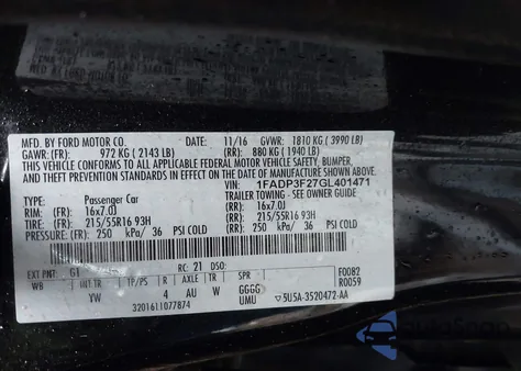 2016 Ford Focus Se из США, поврежденный, VIN 1FADP3F27GL401471